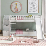 Twin Over Twin Stairway Bunk Bed With Two Drawers And Slide - Furniture Home Direct