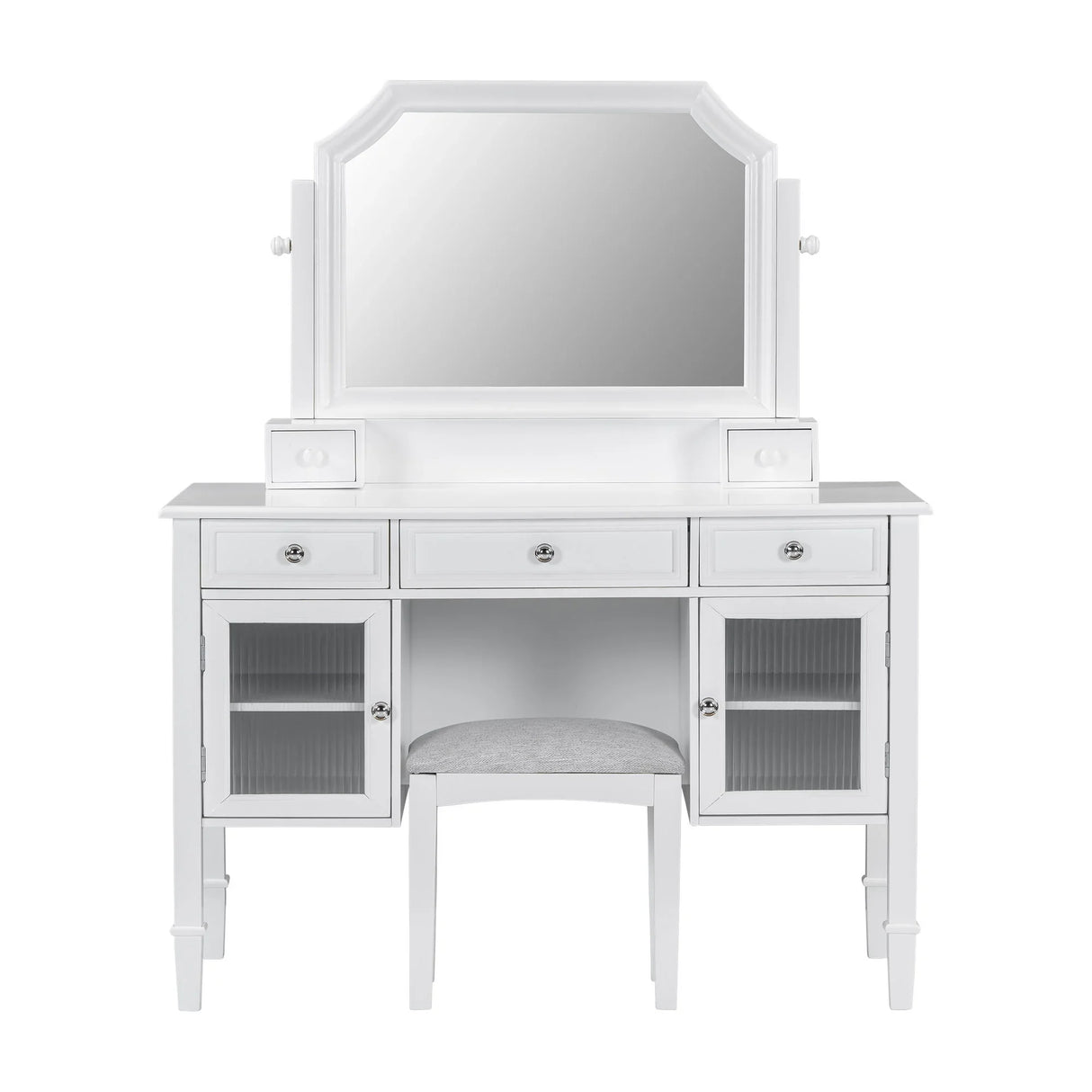 Elegant Makeup Vanity Desk With Adjustable Mirror And Storage And Construction - White - Furniture Home Direct