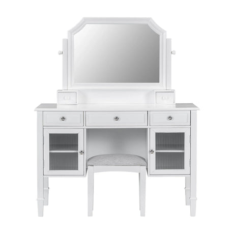 Elegant Makeup Vanity Desk With Adjustable Mirror And Storage And Construction - White - Furniture Home Direct