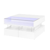 Lift Top Coffee Table With 2 Drawers, Hidden Space And LED Lights For Living Room - Furniture Home Direct