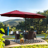 Double- Sided Outdoor Market Umbrella With Lights And Base - Furniture Home Direct