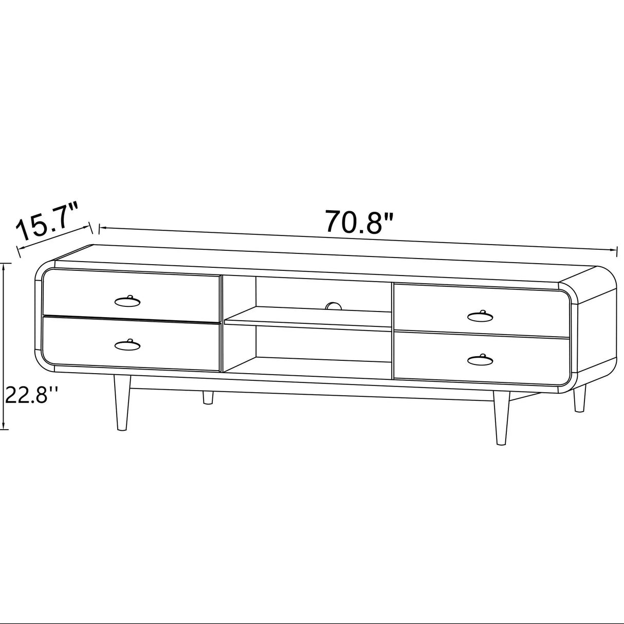 Alexa - Mid-Century Modern Style TV Stand - Dark Brown / Wood - Furniture Home Direct