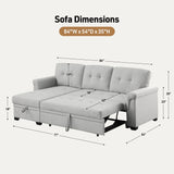 Lucca - Linen Reversible Sleeper Sectional Sofa With Storage Chaise - Furniture Home Direct