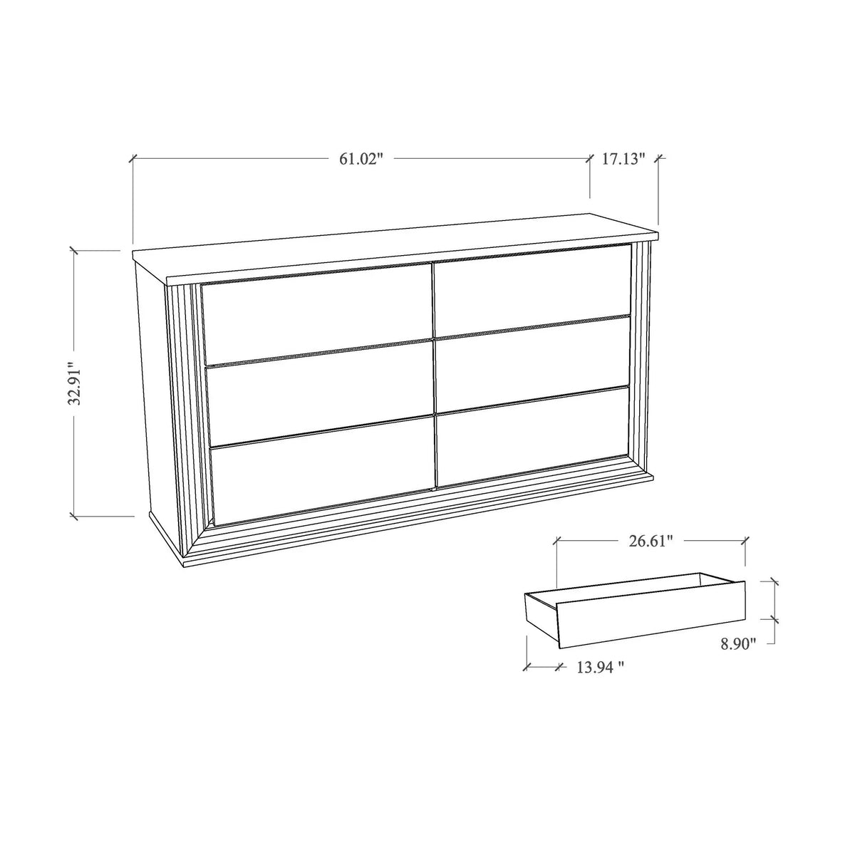 Moon - Dresser With LED Lighting - Marble - Furniture Home Direct