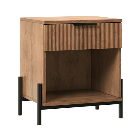 Modern Fluted Drawer Nightstand With Open Cubby Coastal - Furniture Home Direct