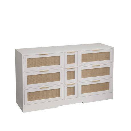 Elegant Rattan Locker With 9 Drawers, Metal Handles - Furniture Home Direct