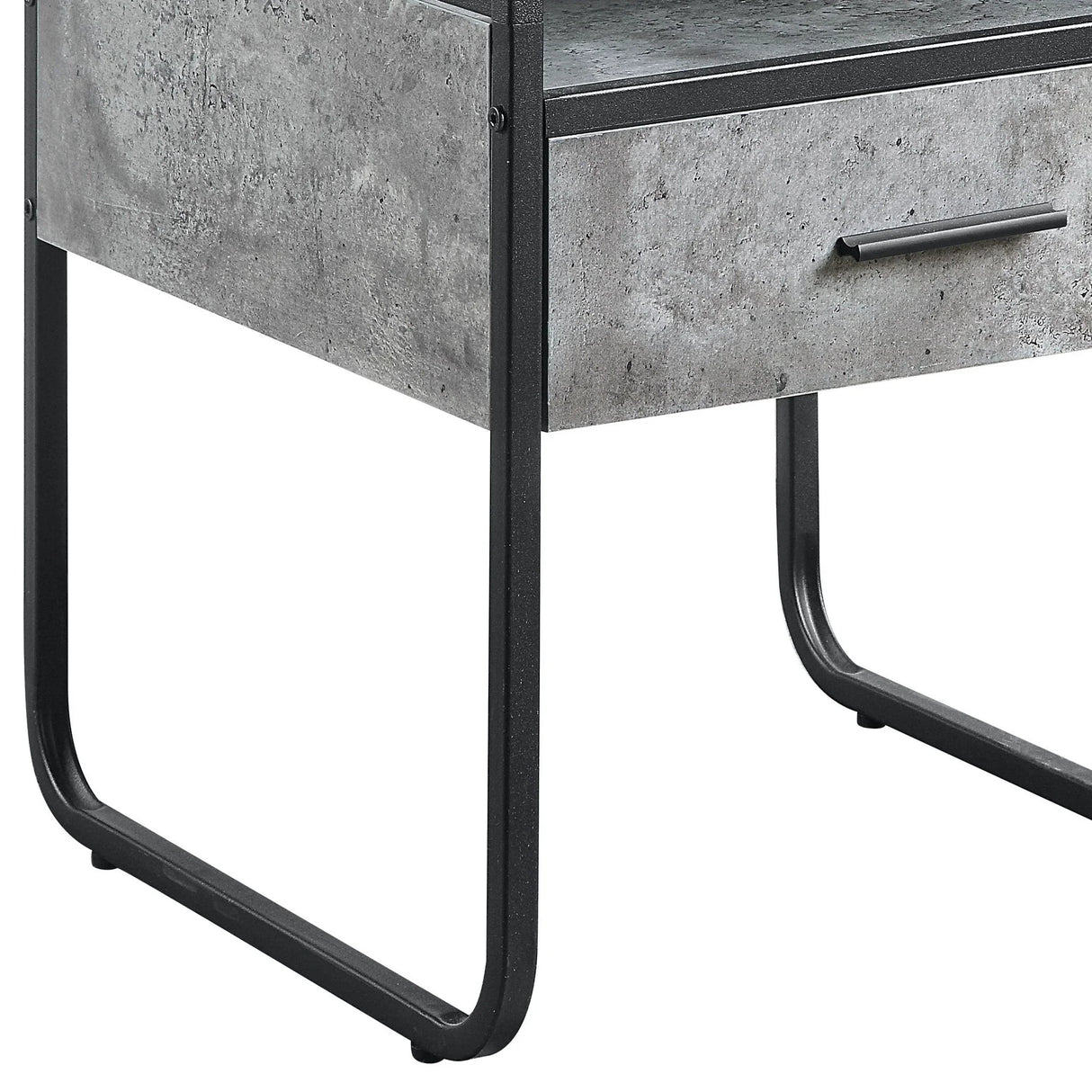 Raziela - End Table With Drawer - Concrete Gray / Black - Furniture Home Direct