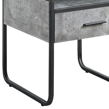 Raziela - End Table With Drawer - Concrete Gray / Black - Furniture Home Direct