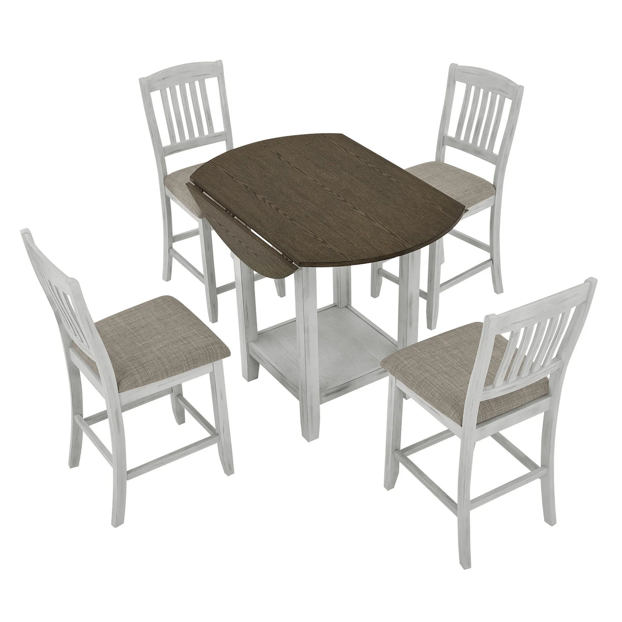 5 Piece Counter Height Dining Set with foldable leaves - Furniture Home Direct