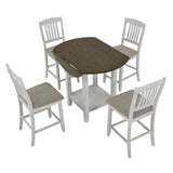 5 Piece Counter Height Dining Set with foldable leaves - Furniture Home Direct