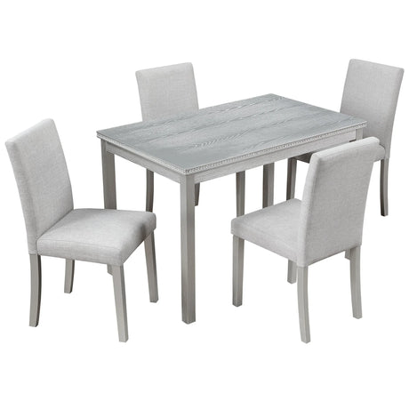 Dining Table Set With Crystal Decoration And Upholstered Chairs - Furniture Home Direct