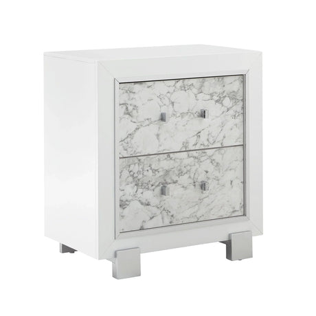 Skye - Marble Nightstand - White - Furniture Home Direct