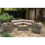 Rattan Wicker Patio Set With Cushions And Concrete Fire Pit - Furniture Home Direct