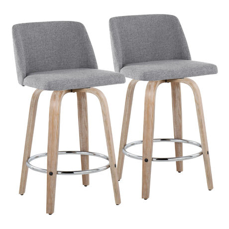 Toriano - Modern Design Fixed Height Counter Stool With Swivel With Round Footrest (Set of 2) - Furniture Home Direct