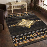 Tribes - 2'7" X 7'3" Southwest Area Rug Polypropylene - Black - Furniture Home Direct