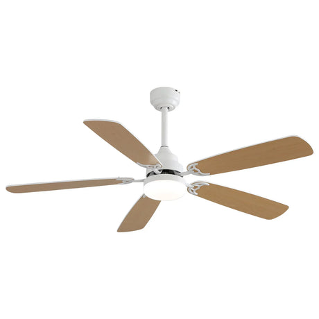 Indoor Modern 52" Ceiling Fan With Dimmable 6 Speed Wind 5 Blades Remote Control Reversible Dc Motor With LED Light - White - Furniture Home Direct