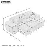 Modern L-Shape 3 Seat Reversible Sectional Couch, Pull Out Sleeper Sofa With Storage Chaise And 2 Stools For Living Room Furniture Set - Furniture Home Direct