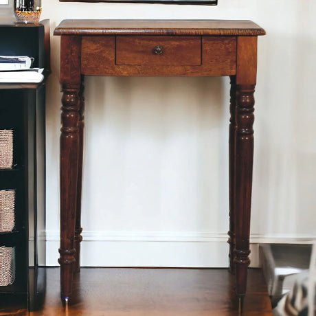 Turned Leg Writing Desk - Chestnut - Furniture Home Direct
