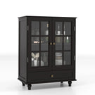 Minimalist Buffet Cabinet With Double Glass Doors And Drawer - Furniture Home Direct