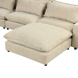 Cloud Sectional with Ottoman, Charging Ports and Three Back Pillows - Beige - Furniture Home Direct