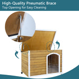 Large Wooden Outdoor Dog House, Waterproof Roof, Elevated Floor, Adjustable Plastic Feet - Yellow - Furniture Home Direct