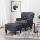 Club Chair and Ottoman Tufted Set with Nailhead Gray - Furniture Home Direct