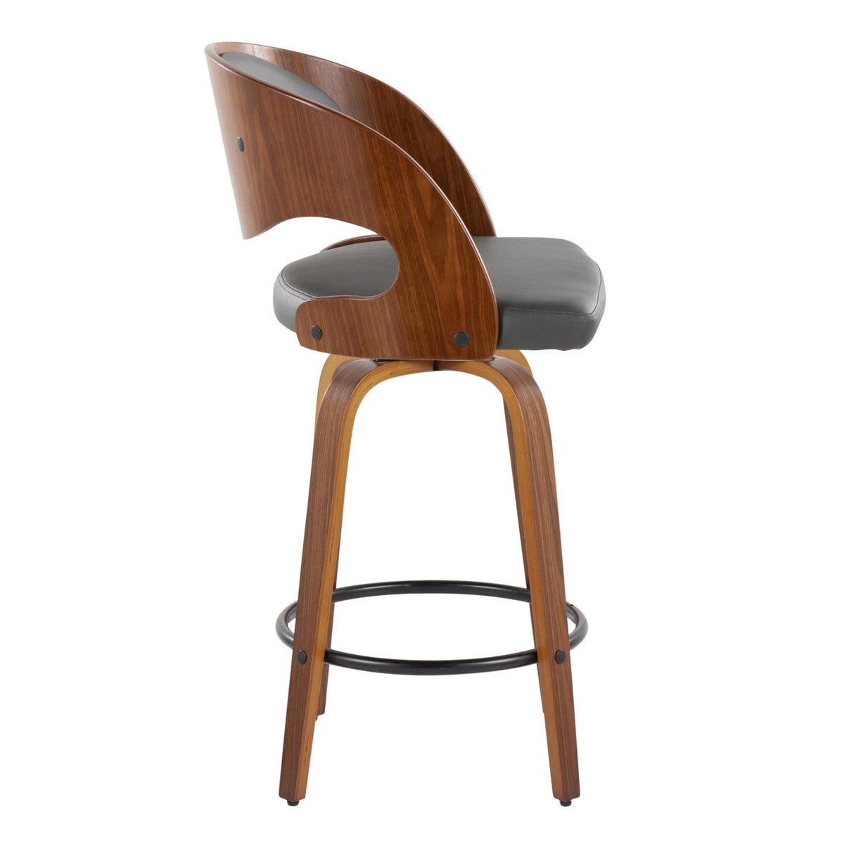Pino - Mid Century Modern Fixed Height Barstool With Swivel With Round Footrest (Set of 2) - Furniture Home Direct