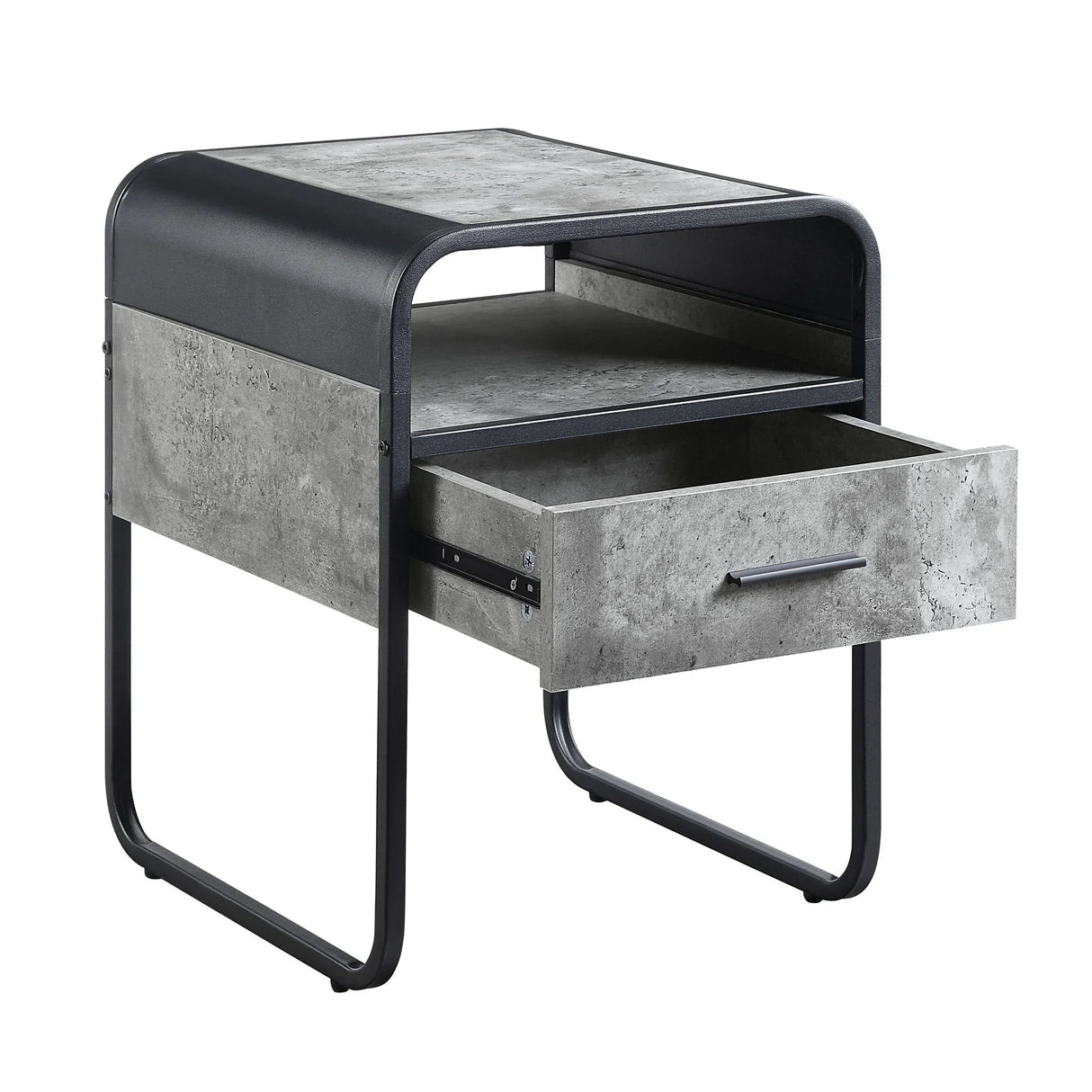 Raziela - End Table With Drawer - Concrete Gray / Black - Furniture Home Direct