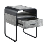 Raziela - End Table With Drawer - Concrete Gray / Black - Furniture Home Direct