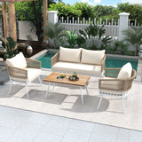 4-Piece Boho Patio Set - Beige - Furniture Home Direct