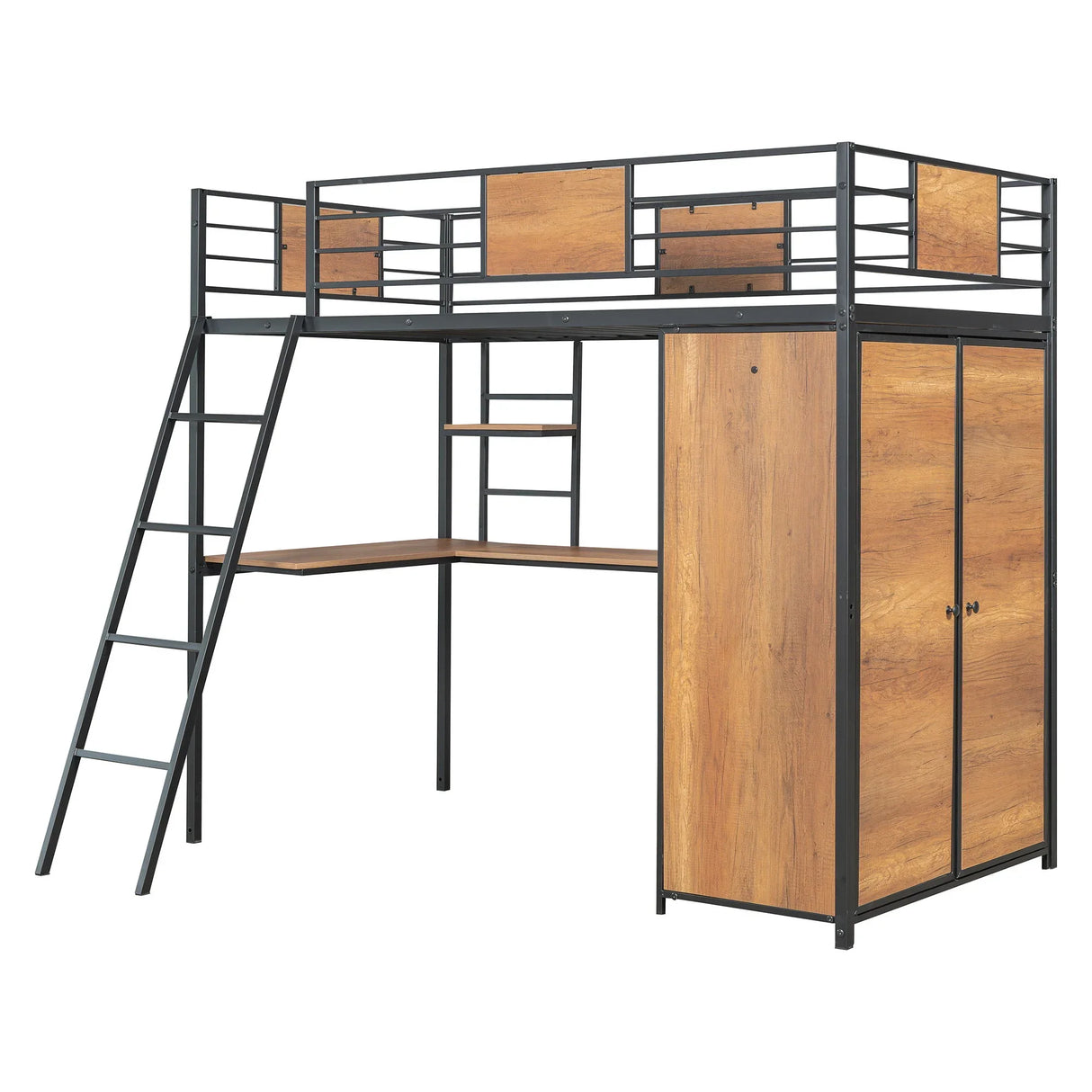 Loft Bed With L Shape Desk And Wardrobe - Furniture Home Direct