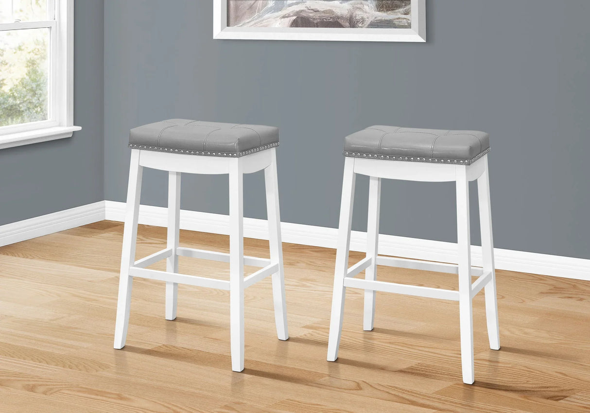 Comfortable Bar Stool, Bar Height, Saddle Seat, Transitional (Set of 2) - Furniture Home Direct