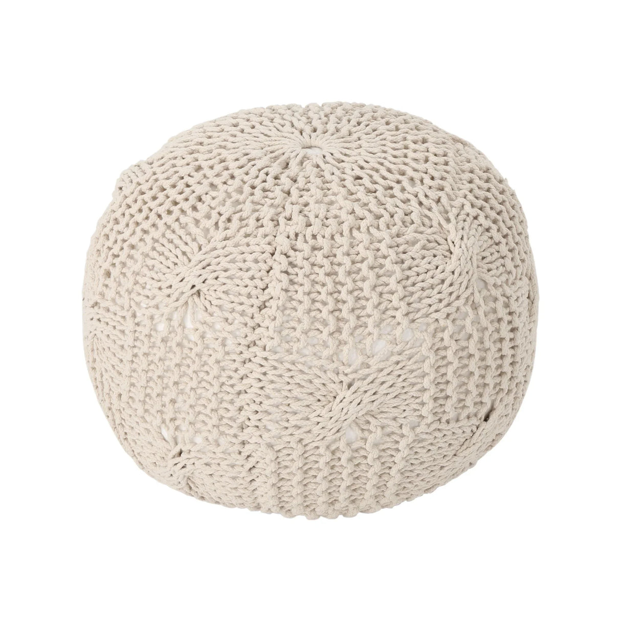Bordeaux - Knitted Cotton Round Pouf - Furniture Home Direct