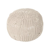 Bordeaux - Knitted Cotton Round Pouf - Furniture Home Direct