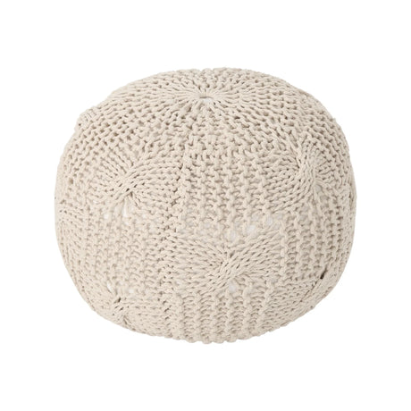 Bordeaux - Knitted Cotton Round Pouf - Furniture Home Direct