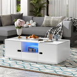 Modern High Glossy Rectangle Coffee Table With 16 Color LED Lights For Living Room - Furniture Home Direct