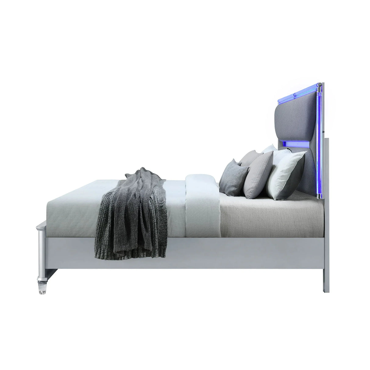 Laura - King Bed With Upholstered LED Headboard - Silver - Furniture Home Direct