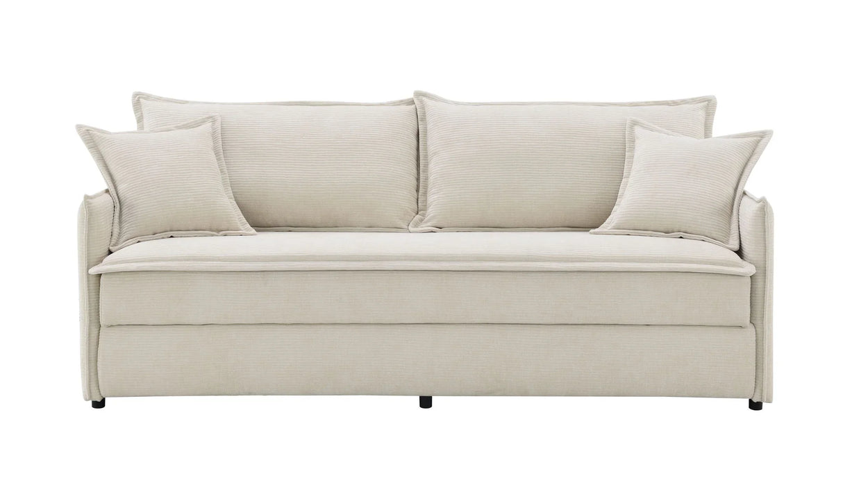 Elisea - Sleeper Sectional Sofa With 2 Toss Pillows - Beige - Furniture Home Direct