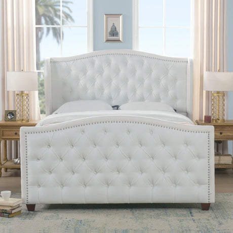 Marcella - Upholstered Shelter Headboard Bed Set - Furniture Home Direct