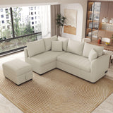 L-Shaped Sectional Pull Out Sofa Bed Sleeper Sofa With Two USB Ports, Two Power Sockets And A Movable Storage Ottoman - Furniture Home Direct