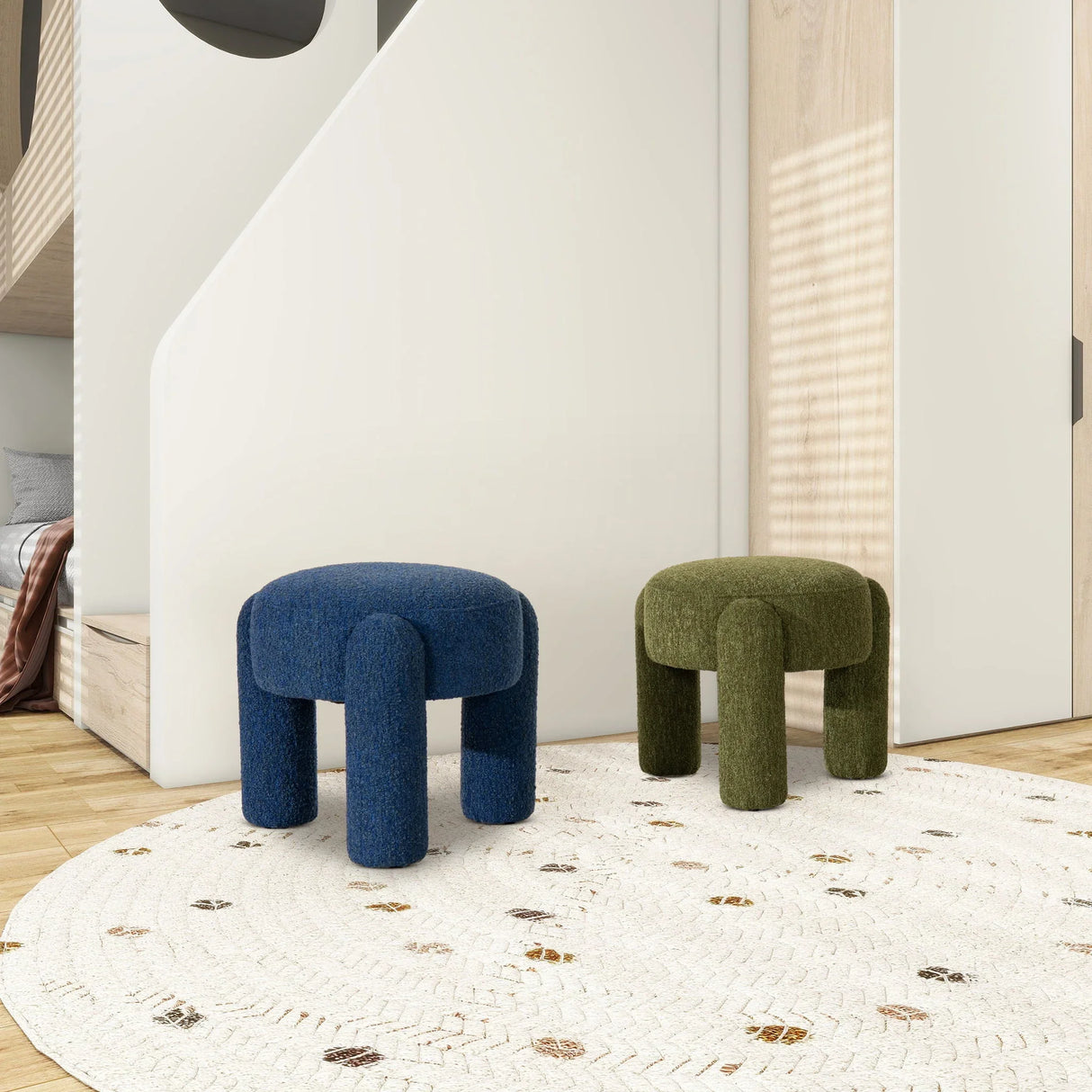 Hugo - Round Fully Upholstered Ottoman - Furniture Home Direct