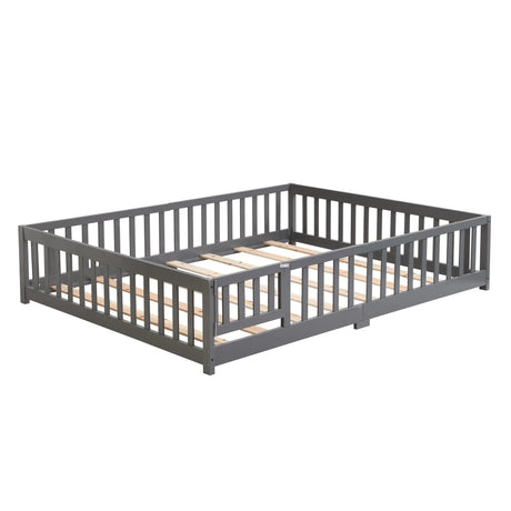 Solid Wood Floor Bed With Door And Fence For Children - Furniture Home Direct