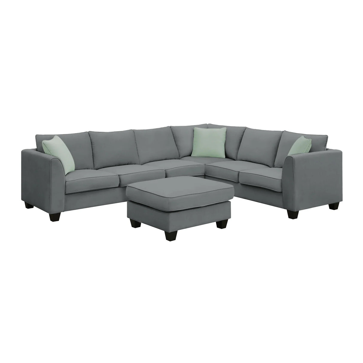 Sectional Sofa Modern Fabric Modular With Ottoman Grey - Furniture Home Direct