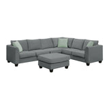 Sectional Sofa Modern Fabric Modular With Ottoman Grey - Furniture Home Direct