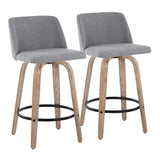 Toriano - Contemporary Fixed-Height Counter Stool & Swivel With Round Footrest (Set of 2) - Furniture Home Direct