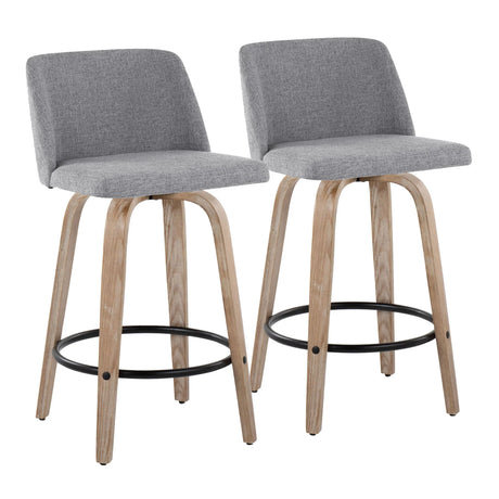 Toriano - Contemporary Fixed-Height Counter Stool & Swivel With Round Footrest (Set of 2) - Furniture Home Direct