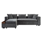 Modern L Shaped Sectional Sofa With Chenille Upholstery And Wooden Storage - Furniture Home Direct