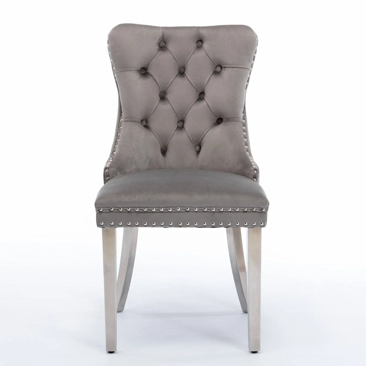 Nikki - Modern, High-End Tufted Solid Wood Contemporary Velvet Upholstered Dining Chair With Chrome Stainless Steel Plating Legs, Nailhead Trim (Set of 2) - Furniture Home Direct