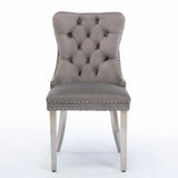 Nikki - Modern, High-End Tufted Solid Wood Contemporary Velvet Upholstered Dining Chair With Chrome Stainless Steel Plating Legs, Nailhead Trim (Set of 2) - Furniture Home Direct