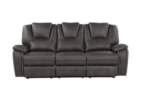 Reclining Sofa Three Seat Faux Leather Cushioned Charcoal - Furniture Home Direct